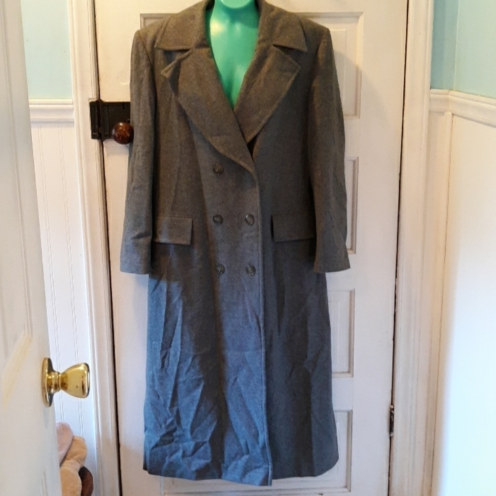 Pendleton gray wool trench coat dark Academia 8